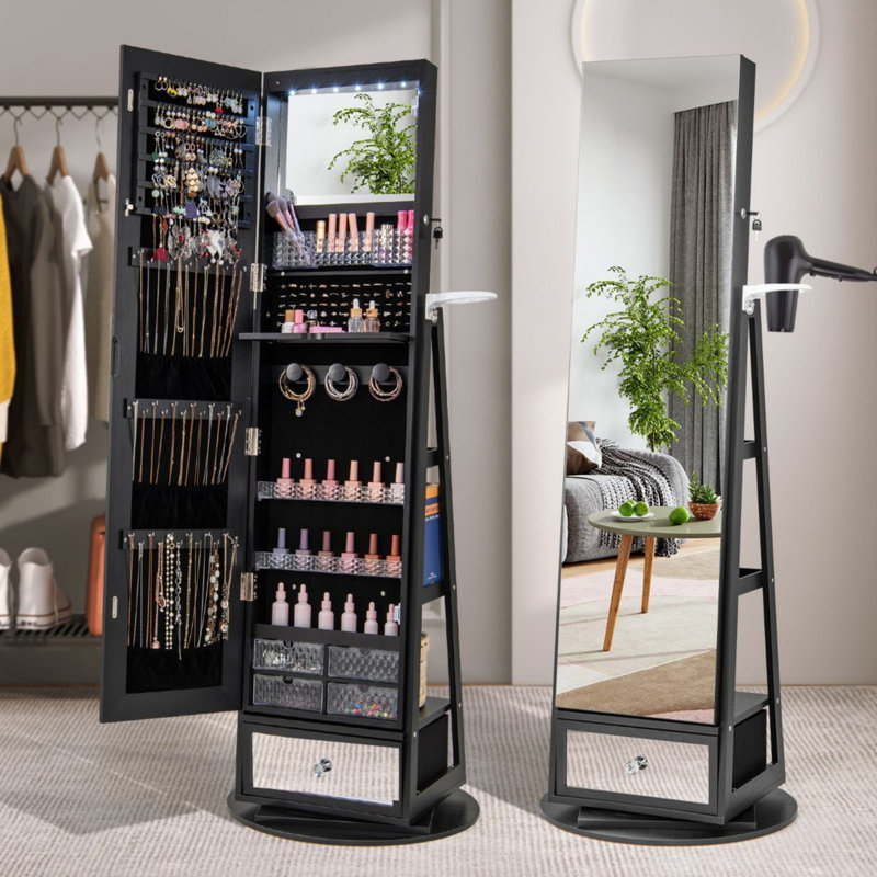 Freestanding Jewelry Armoire, Black