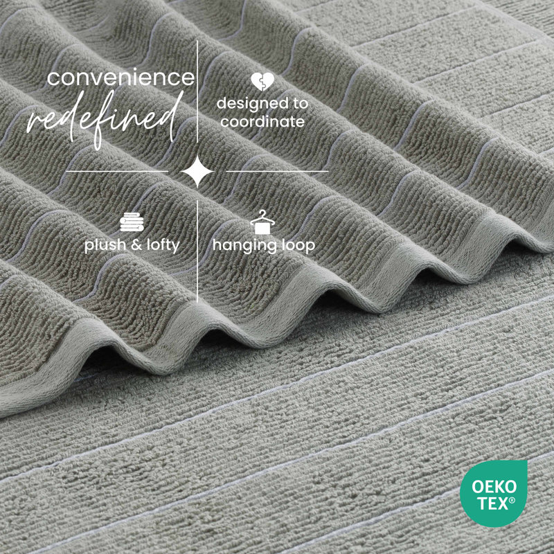 Branden Bath Towel, Slub Stripe Grey