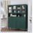 Tall Storage Show Cabinet with 2 Glass Display Door & 2 Doors, Tall Kitchen Pantry Cabinet-1712097934