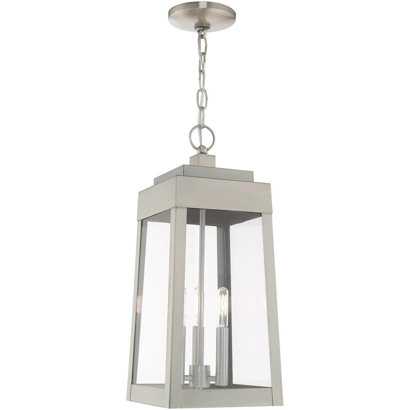 Lanterne suspendue d'extérieur 3 lumières avec abat-jour en verre transparent, H 19,75 po x l 8,25 po x P 8,25 po