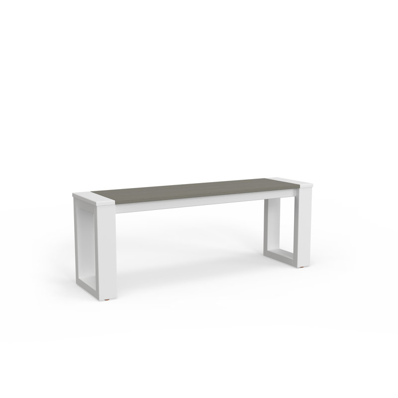 Calla Dining Bench, White, Weathered Teak