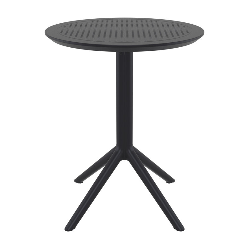 Table bistro pliable en plastique pour 2 personnes Elodie, Noir, noir, noir, noir, H 29,5 po x l 23,6 po x L 23,6 po