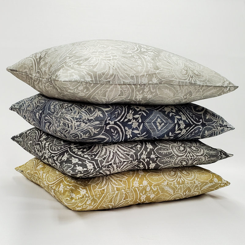 Leone Damask Dark Grey Throw Pillow 21X21, Black