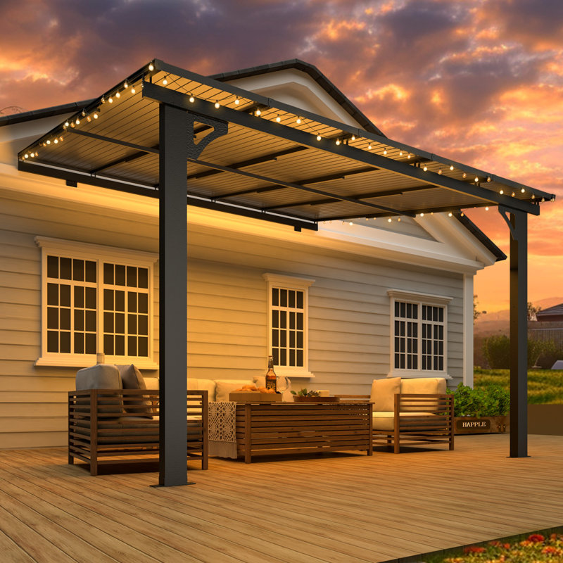 Pergola d'extérieur à hauteur réglable pour patio, H 118 po x l 120 po x P 110,23 po