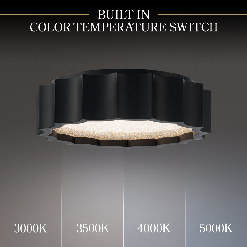 Tarte 1 Light Crystal LED Flush Mount, Black