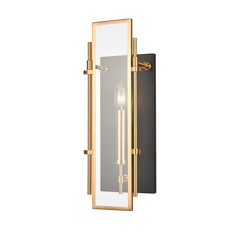 Mechanist 17'' High 1-Light Sconce - Matte Black, Gold/Matte Black