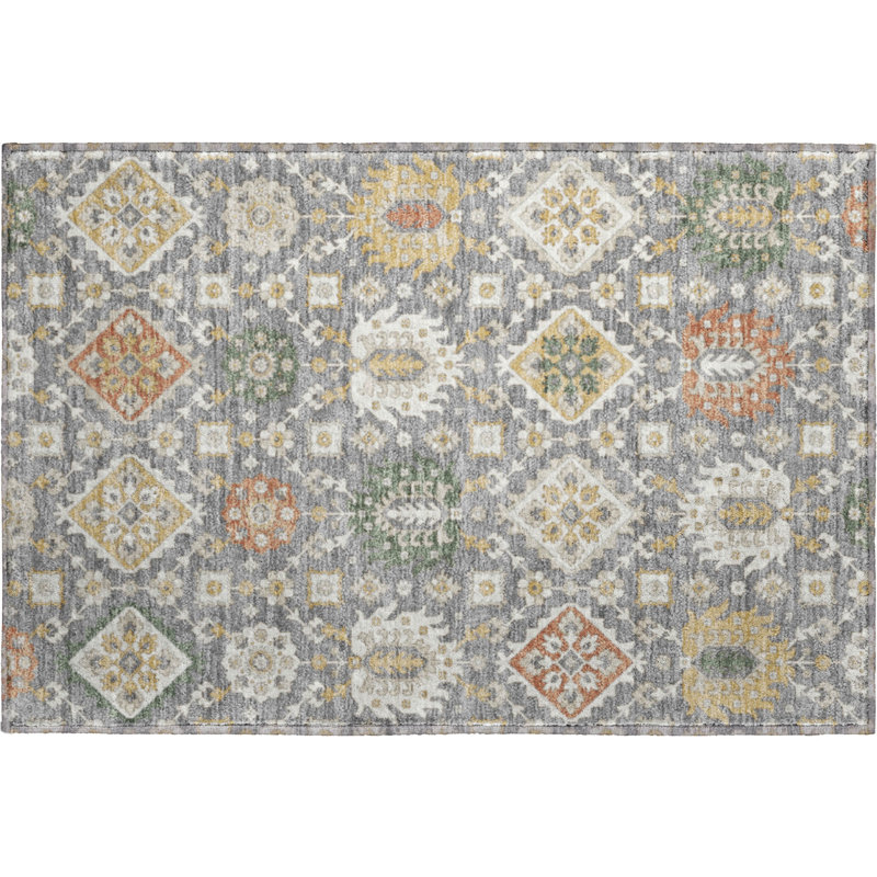Premium Machine Washable Mayfield AMF2200 bohemian Rug, 1'8" x 2'6", Gray
