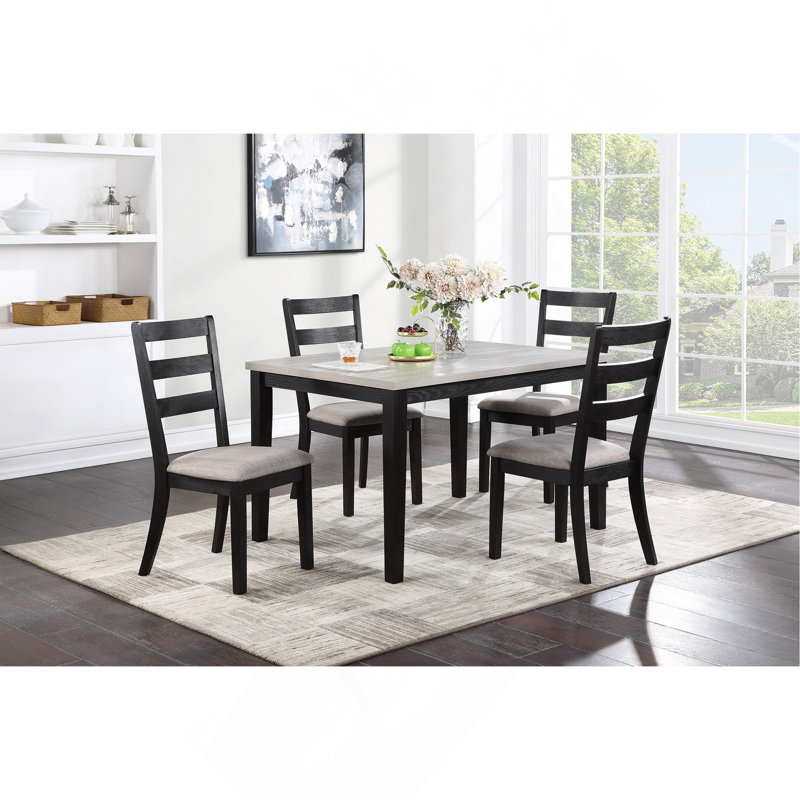 Ensemble de salle à manger 5 pièces Classic Classic Black Finish