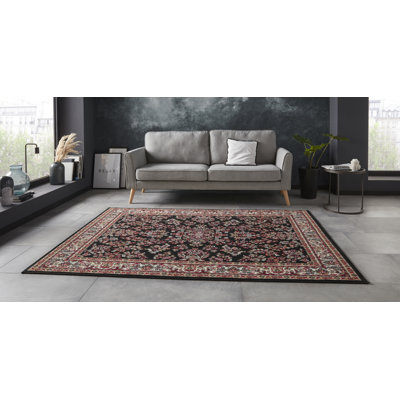 Zabul Tufted Black/Pink/Red Rug