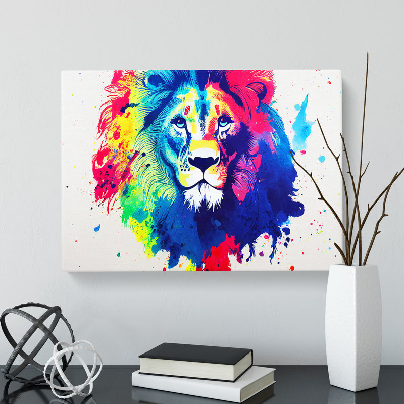 Colourful Lion Vol.3 Abstract - Wrapped Canvas, 35cm H x 50cm W x 3cm D