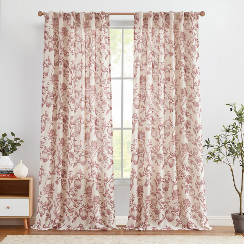 Paire de rideaux obscurcissant en lin Nathnael, L 50 po x L 96 po, Rouge