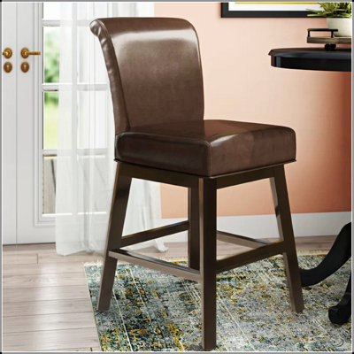 28-inch PU Leather Swivel Counter Stool