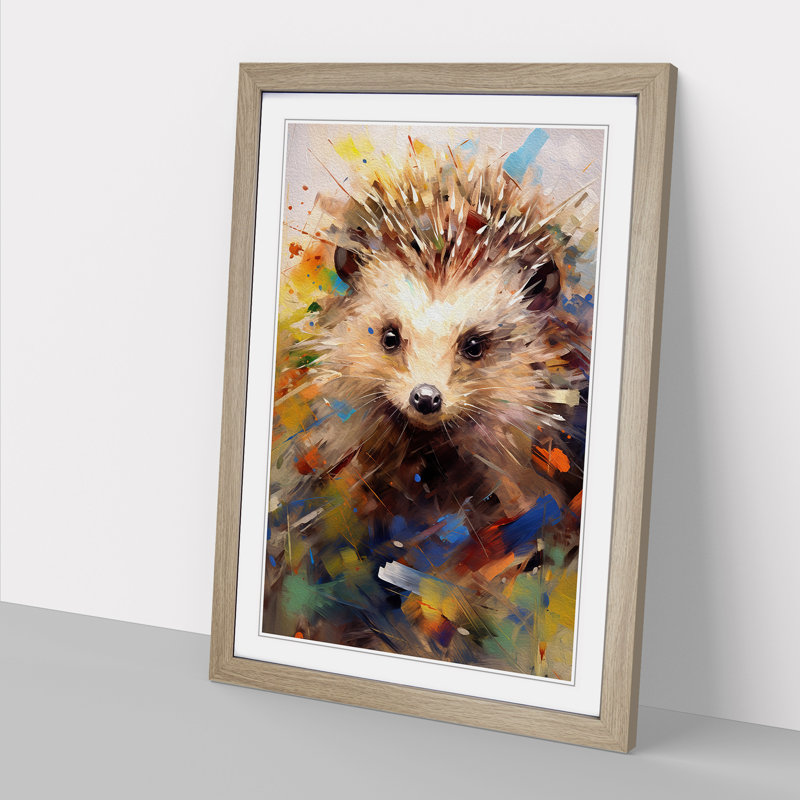Hedgehog Gestural Art - Framed Print