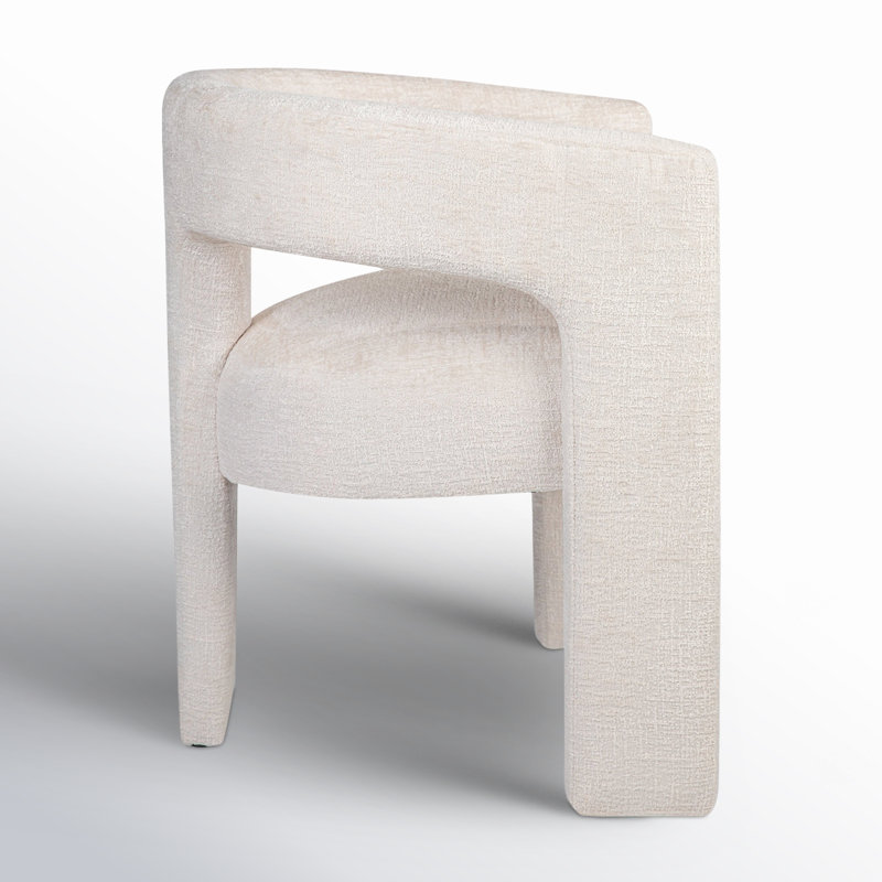 Darlington Chenille Upholstered Dining Arm Chair, Gwen Natural Beige Microsuede