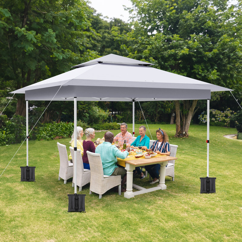 Easy Set-Up Canopy Tent, Instant Outdoor Straight Leg Canopy W/Auto Extending Eaves, One Person Folding Commercial Shelter W/Upgraded Wheeled Bag, Sun Shade