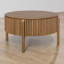 Table basse ronde à plateau relevable, rangement caché, conception cannelée, maison de campagne moderne, salon