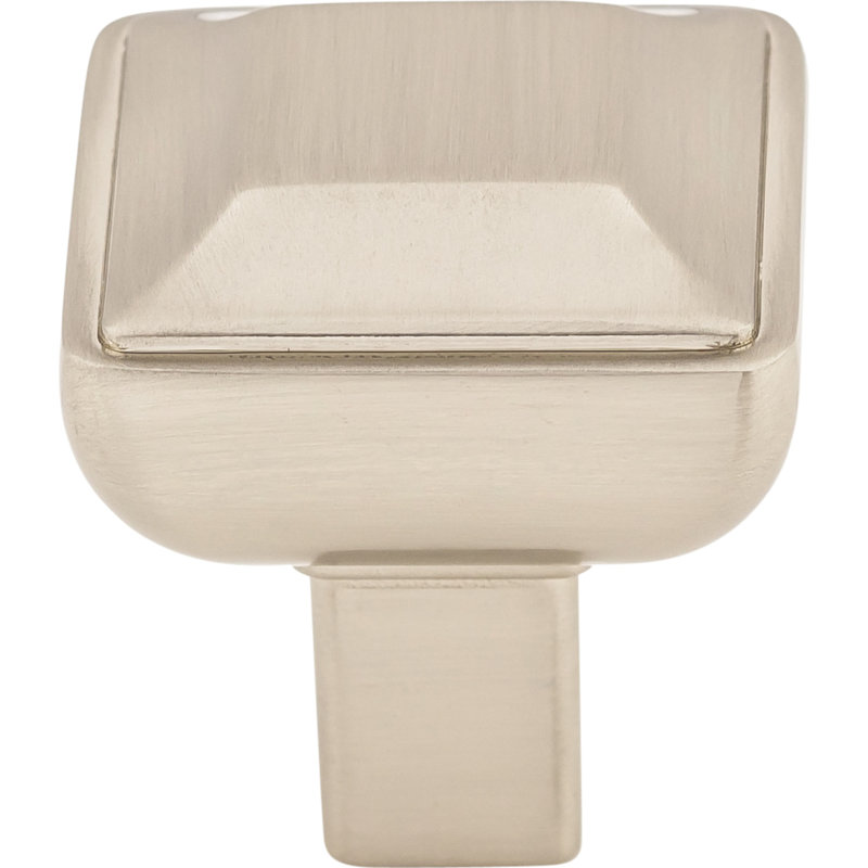 Podium Square Knob, 1" Length, Brushed Satin Nickel