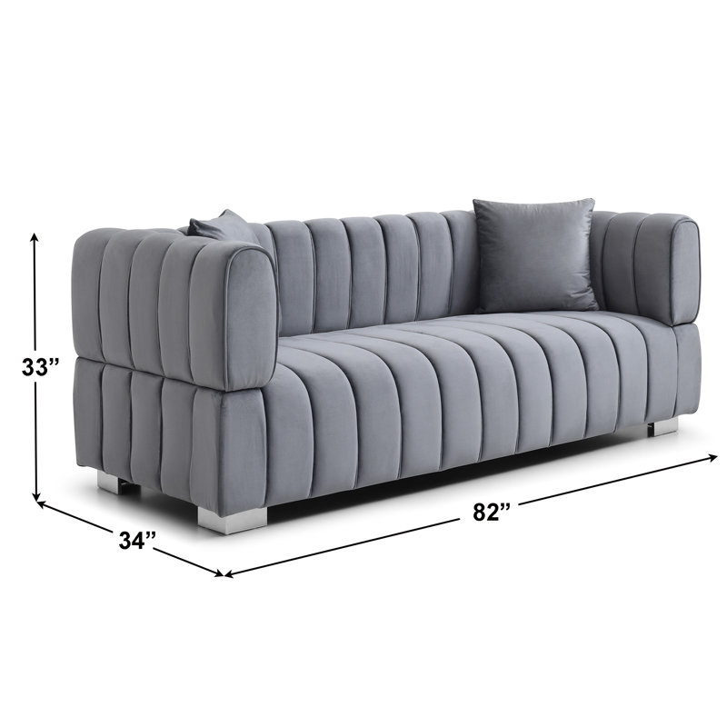 Luna, canapé moderne en velours capitonné, Gris