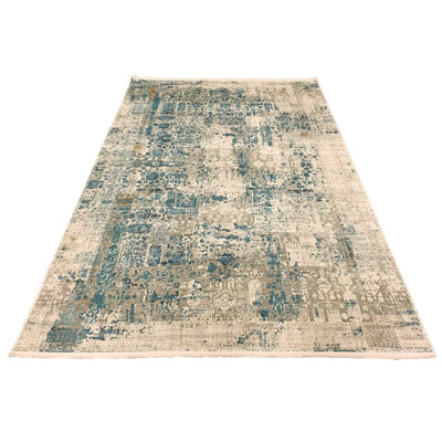 7x10 Blue and Gray Turkish Antep Rug