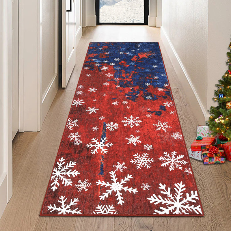 Christmas Decorative Area Rug Washable Modern Rug for Living Room Dining Room, Runner 2' x 6'