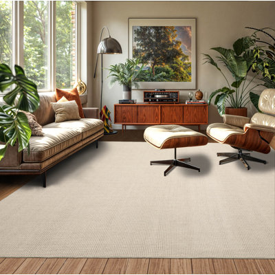 Beige Hand Tufted Multi Size Area Rug Contemporary Textured Design
