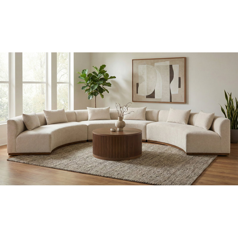 Canapé modulaire en tissu de chenille rembourré 2 pièces 182,5 po Avanti, Chenille beige, 30" H x 221" W x 104" D