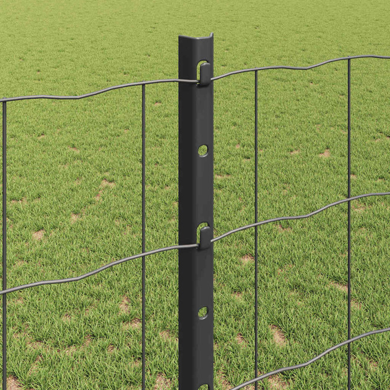 Vidaxl Fence With Posts Steel, Grey, 120cm H x 1000cm W x 2.7cm D