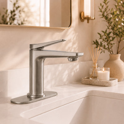 BRAVAT® Single Handle Bathroom Faucet with 6 in. Deck Plate, 1 or 3 Hole, WaterSense 1.2 GPM flow, NEOPERL® aerator, Drip-free cartridge, cUPC, NSF372/61, CEC, DOE Certified, Eon-Brushed Nickel