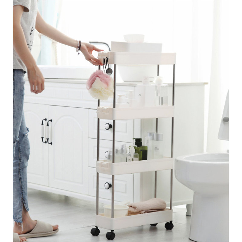 White Aluminum and Plastic 4-Tier Rolling Utility Cart