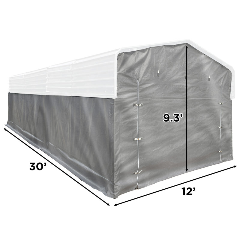 Ensemble d'enceinte en tissu pour l'abri de voiture en métal noir 30 x 12 ALEKO