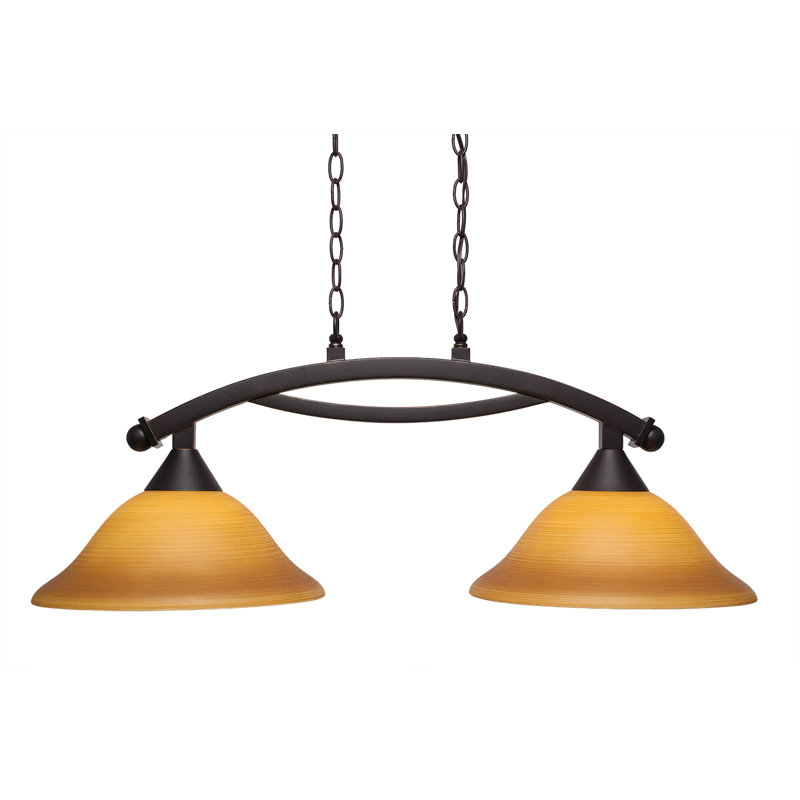Luminaire pour îlot de cuisine 2 lumières avec verre de lin 12 po Eisenhauer, Granit foncé, Cayenne