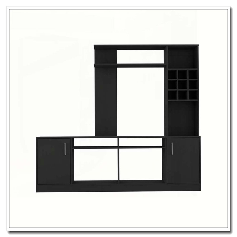 Meuble audio-vidéo Latrou 6 portes 2 portes Wengue noir