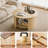 31.5" Handcrafted Round Drum Coffee Table with Storage – Solid Wood Fluted Design-304536491