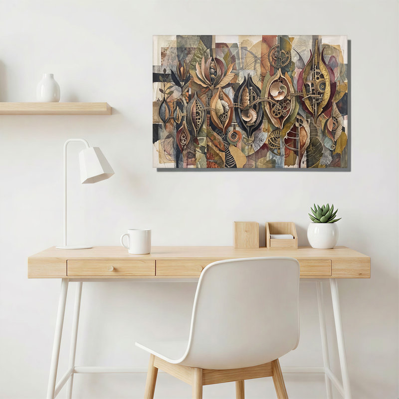Art mural sur toile, feuilles et coquillages, H 24 po x l 36 po