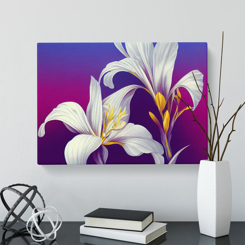 Glowing Iris Flowers - Wrapped Canvas, 35cm H x 50cm W x 3cm D