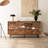 Rustic Mountain Pattern 4-Door Sideboard Buffet Cabinet with Adjustable Shelves, Wood Accent Cabinet for Living Room Entryway Dining Room
