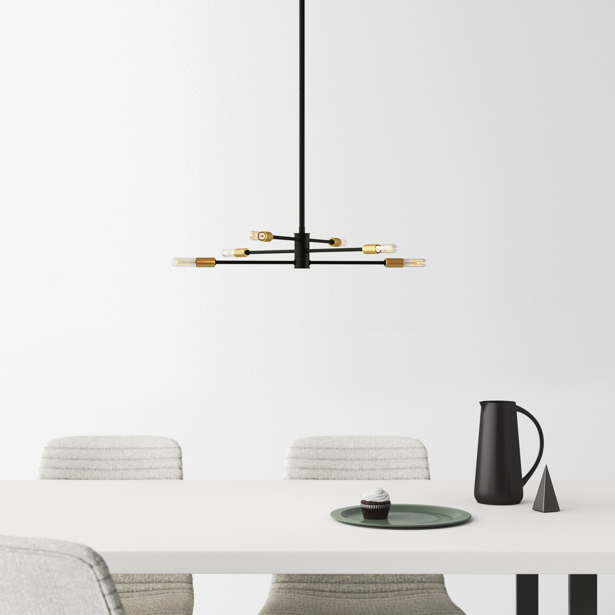 Jordy 6 - Light Metal Dimmable Sputnik Chandelier, Bronze