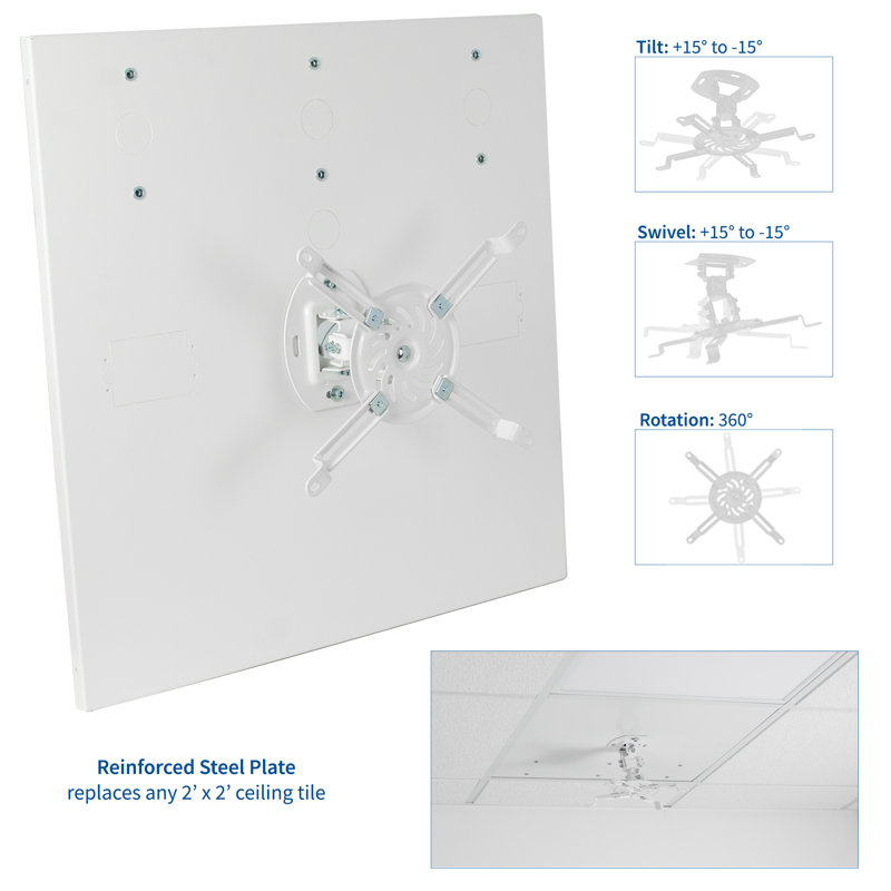 White Universal Drop Ceiling Projector Mount