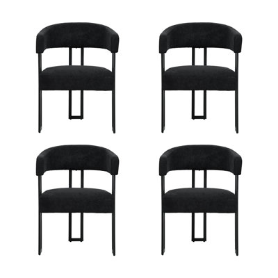 Haskett Upholstered Dining Armchair with metal legs