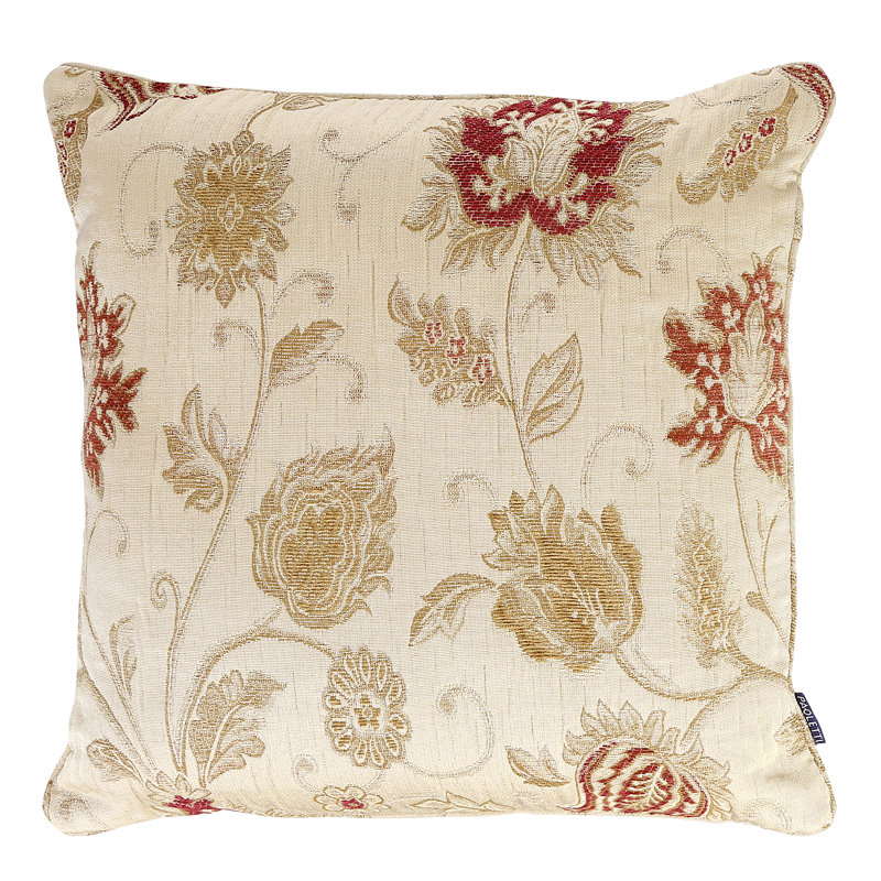 Floral Jacquard Polyester Filled Cushion, 45 x 45cm, Champagne