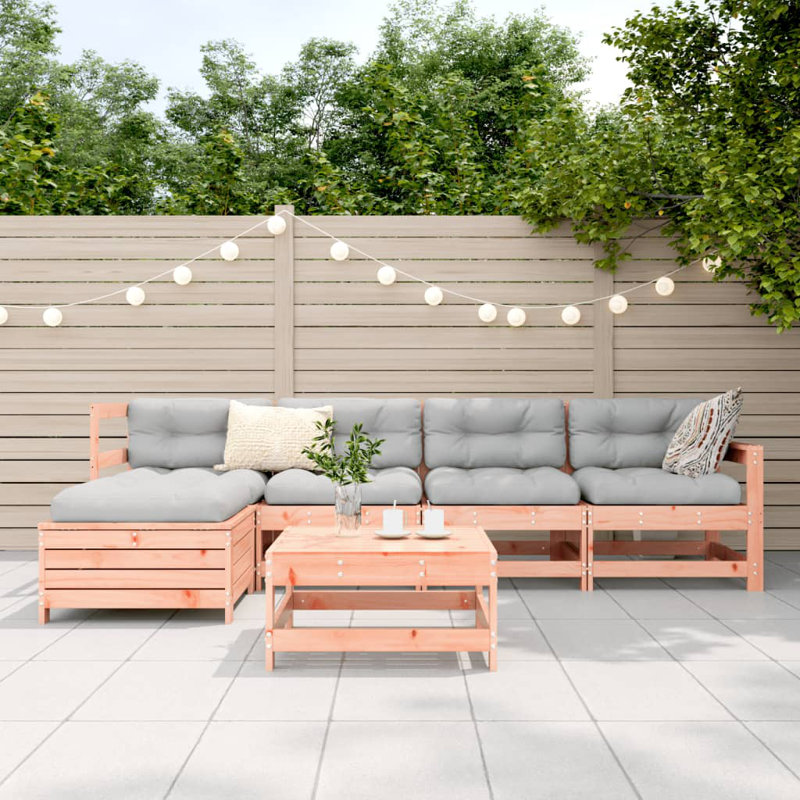  6 Piece Garden Sofa Set Solid Wood Douglas Fir