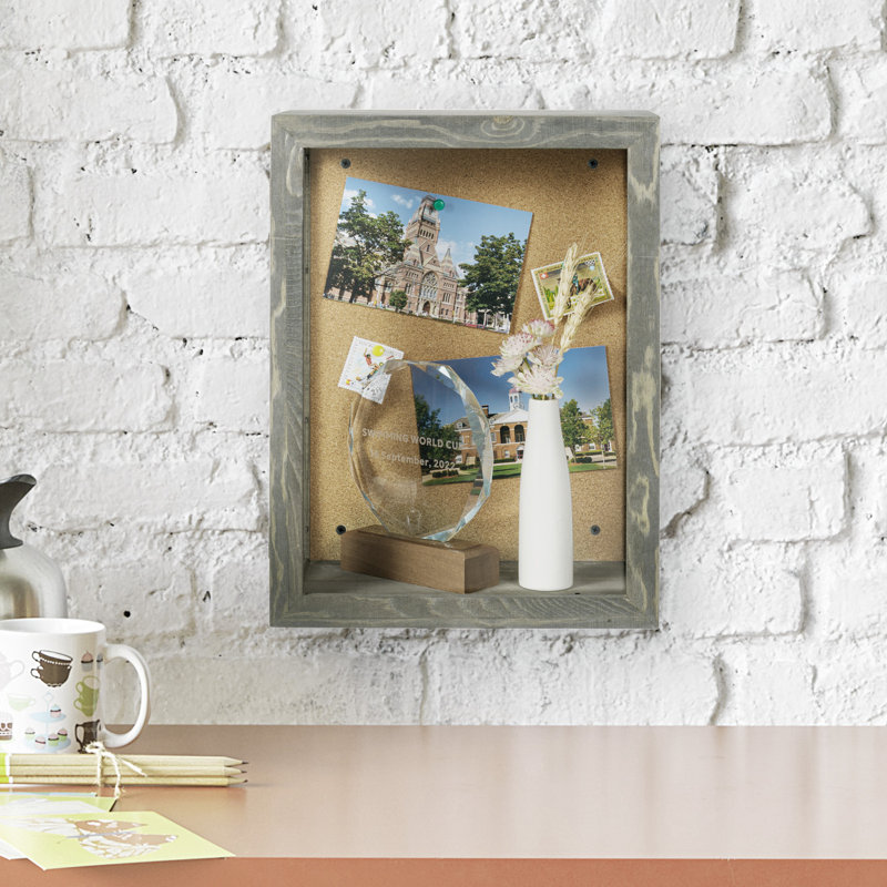 Wood Shadow Box with Frame in Grey