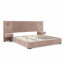 Très grande base de lit tapissier avec tissu en chenille, conception plissée, table de chevet intégrée et lampe réglable-448900238-448900232