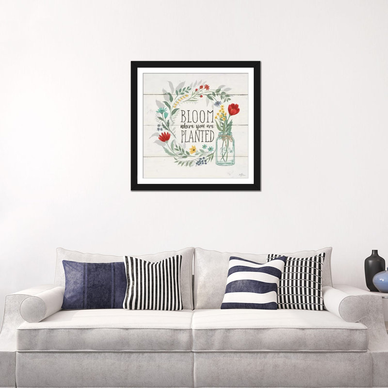 « fleuriing pensées iii », impression sur toile, Papier d'art encadré noir, Blanc, H 24 po x l 24 po x P 1 po