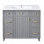 Meuble-lavabo bleu 36 po avec lavabo en céramique, cadre en bois massif, portes à fermeture en douceur et nombreuses solutions de rangement-129184567