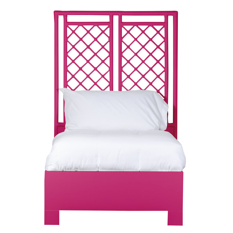 X & Diamond Low Profile Platform Bed, Queen, Hot Pink