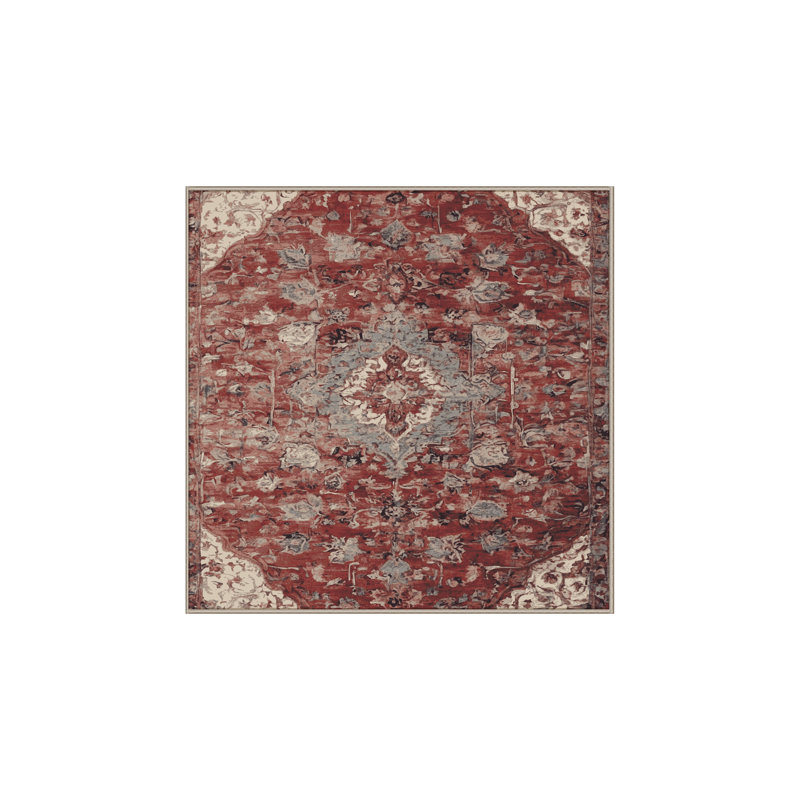 Machine Washable Gray Area Rug, Square 8'