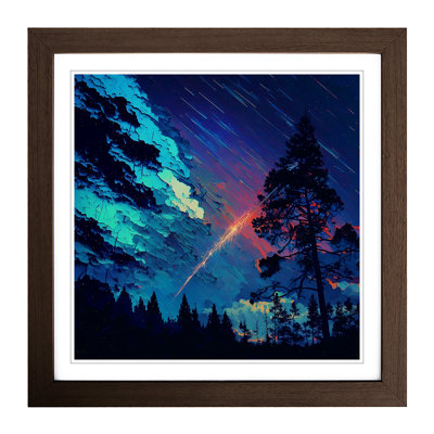 Shooting Star Neo-Impressionism - Single Picture Frame Print on Wood