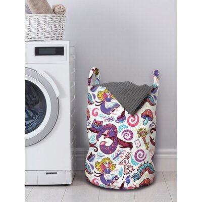 Ambesonne Alice In Wonderland Laundry Bag, Fantasy World Fairy Tale Concept Hand-Drawn Caterpillar Cat Rabbit, Hamper Basket With Handles Drawstring C -  East Urban Home, 62F724902F394D54BB01E2D867C3AE93