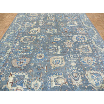Aslıhan One-of-a-Kind 9'10" X 13'10" Wool Area Rug in Blue